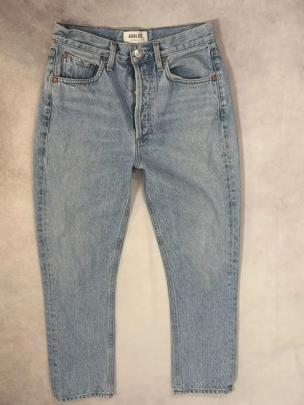 AGOLDE High Rise Straight Leg Ankle Jeans Size 25 Light Wash Button Fly Cropped